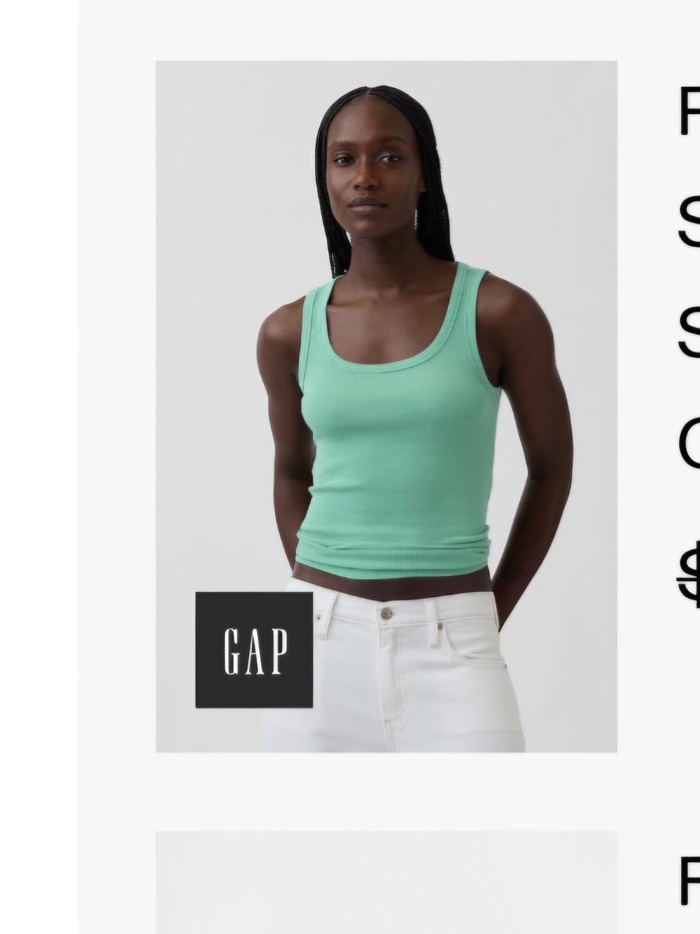 GAP Women's Ribbed Scoop Tank in Mint
